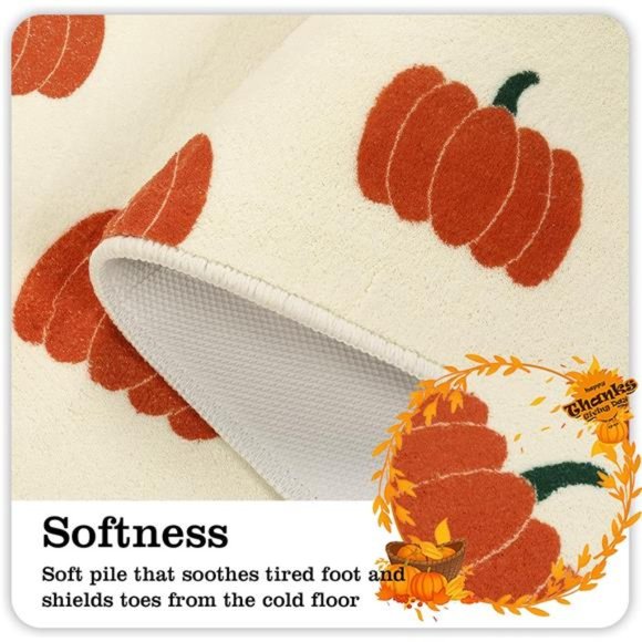Bathroom Rug Cute Pumpkin Non Slip Long Entry & Bedroom Mat, 18x47inch - Picture 5 of 7